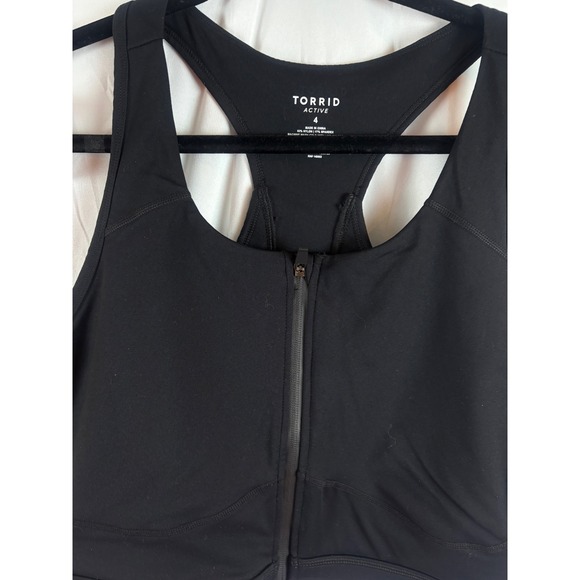 TORRID ACTIVE Black Zip Front Racerback Sports Bra Plus Size Torrid 4 - Picture 4 of 7